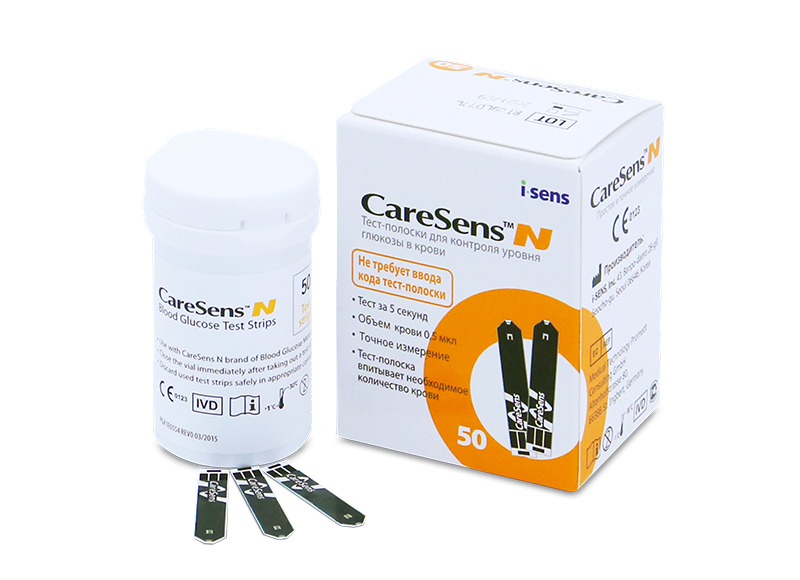 Тест-полоски CareSens N для глюкометра, 50 штук